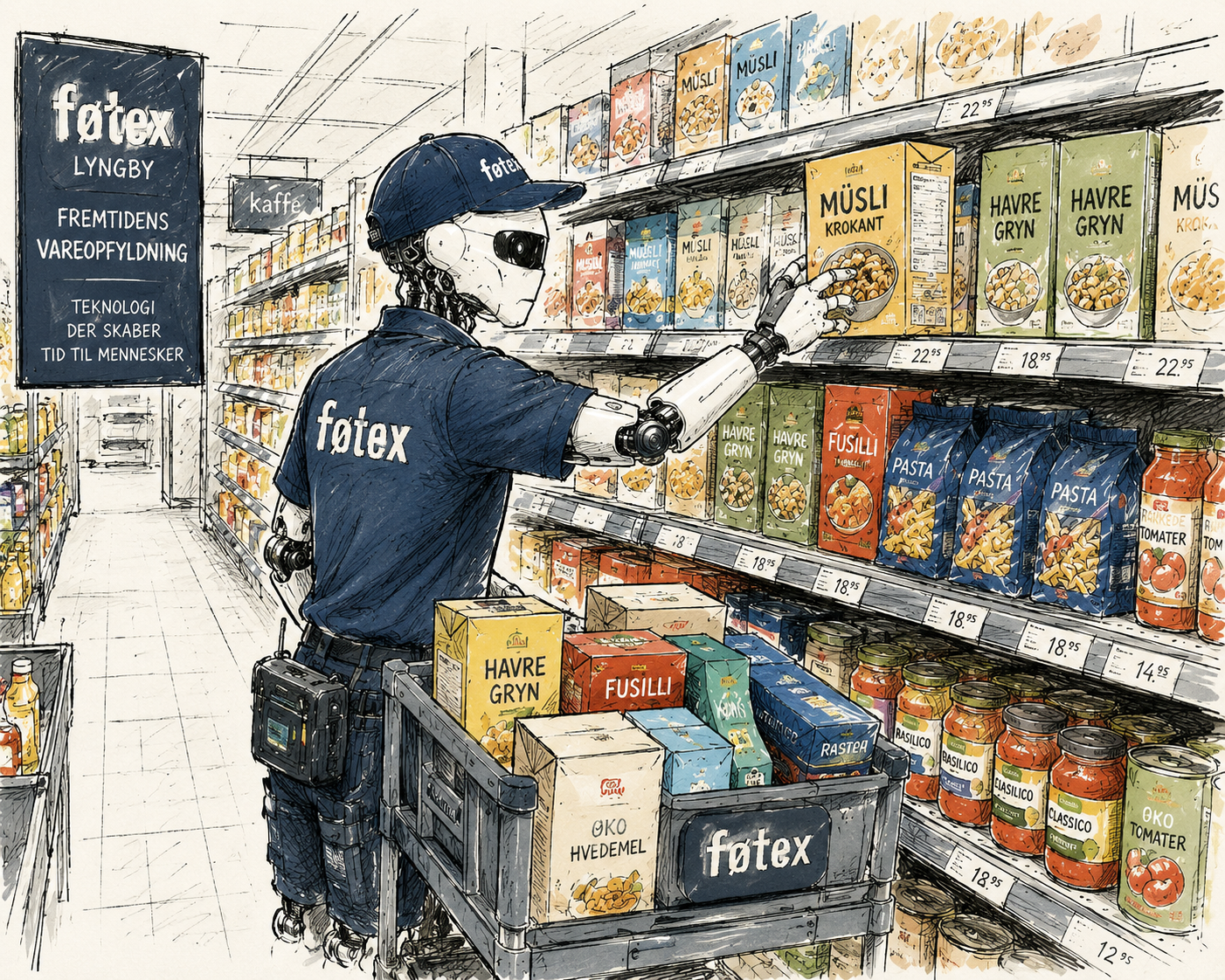 Føtex i Lyngby Storcenter tester en ny robot, der skal aflaste medarbejderne.